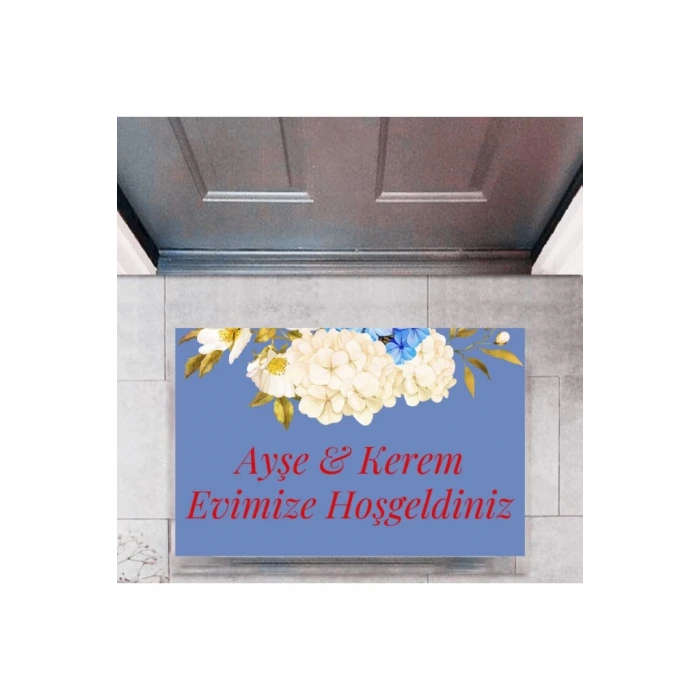 Kapı Önü Paspası Dekoratif Dijital Baskı Evimize Hoşgeldiniz P-2455