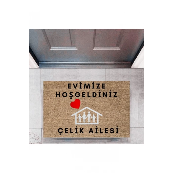 Kapı Önü Paspası Dekoratif Dijital Baskı Evimize Hoşgeldiniz P-2465