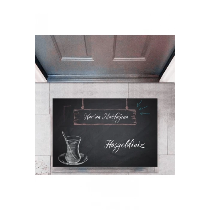 Kapı Önü Paspası Dekoratif Dijital Baskı Mutfağıma Hoşgeldiniz P-2456