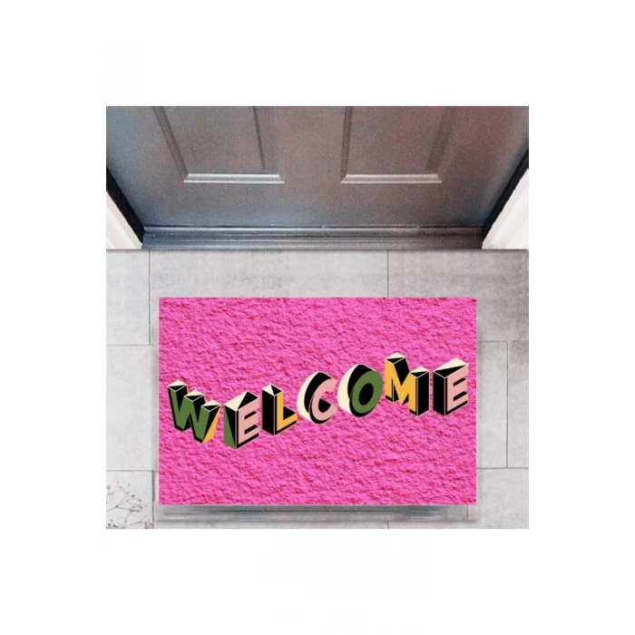 Kapı Önü Paspası Dekoratif Dijital Baskı Welcome P-2343