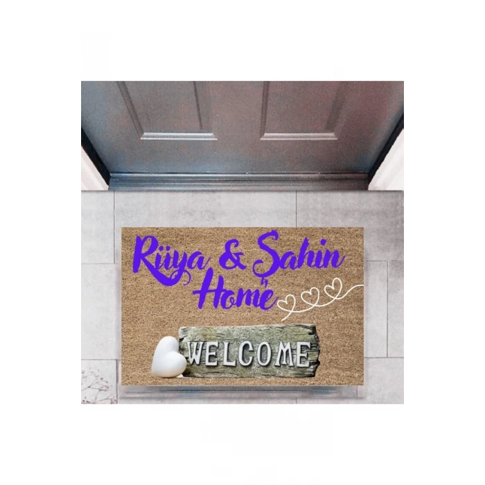 Kapı Önü Paspası Dekoratif Dijital Baskı Welcome P-2460