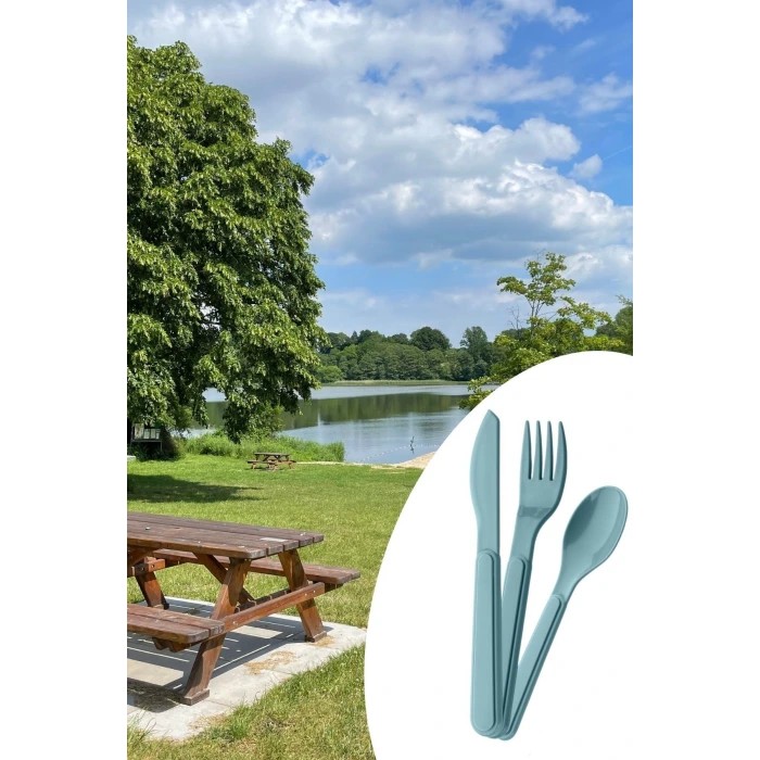 Kendiliğinden Kutulu Hijjenik Plastik Piknik Tipi Çatal Kaşık Bıçak Seti