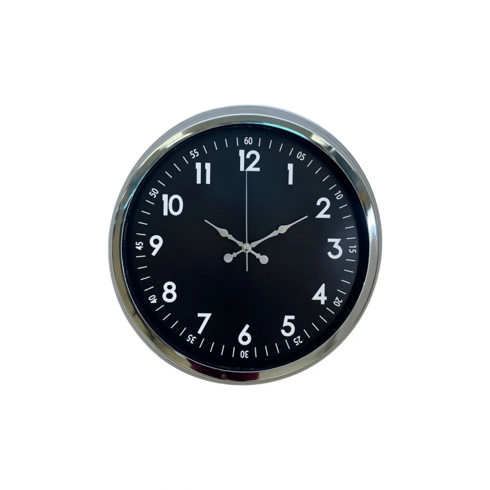Klasik 40 Cm Krom Şık Metal Duvar Saati