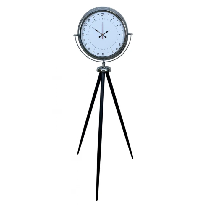 Krom 24 Saat Göstergeli Özel Tasarım Tripod Ayaklı Saat
