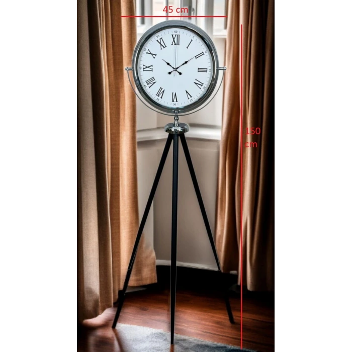 Krom Asalet Tripod Ayaklı Saat