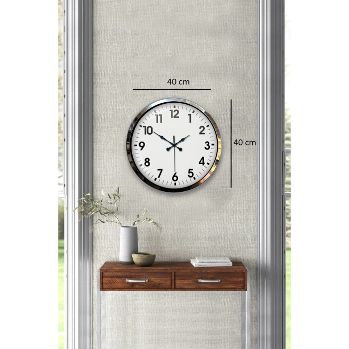 Krom Elegance 40 Cm Metal Standart Duvar Saati