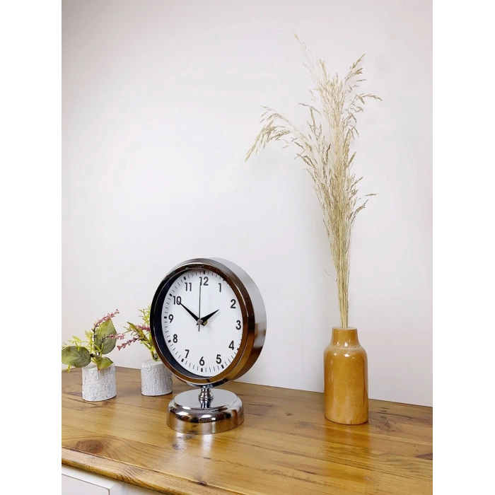 Krom Metal Lüks Masa Saati 25×20 cm