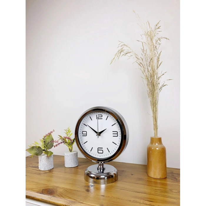 Krom Metal Modern Masa Saati 25×20 cm