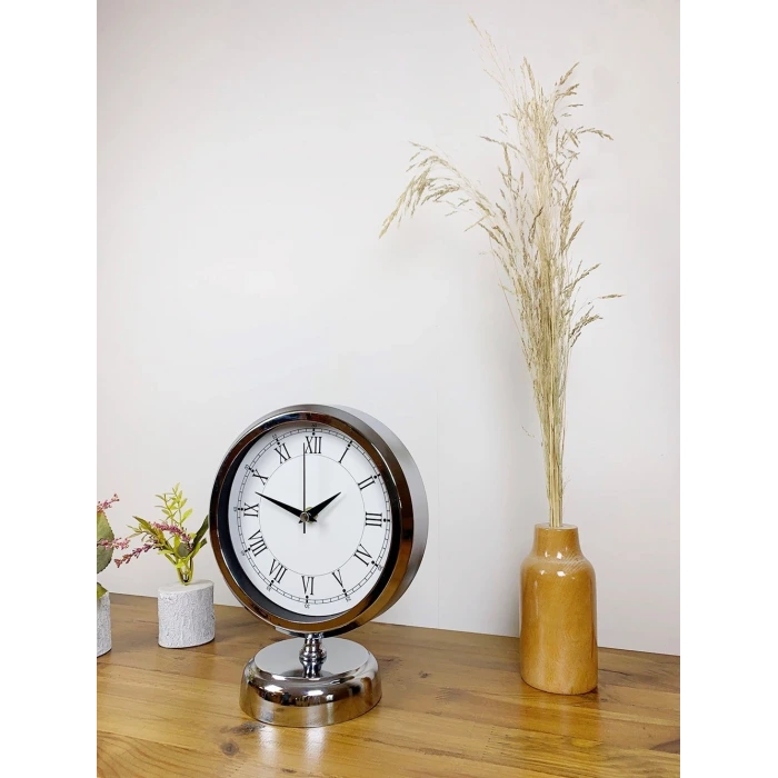 Krom Metal Retro Masa Saati 25×20 cm