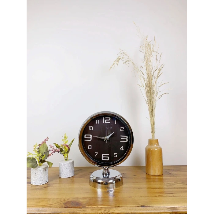 Krom Metal Tasarım Masa Saati 25×20 cm