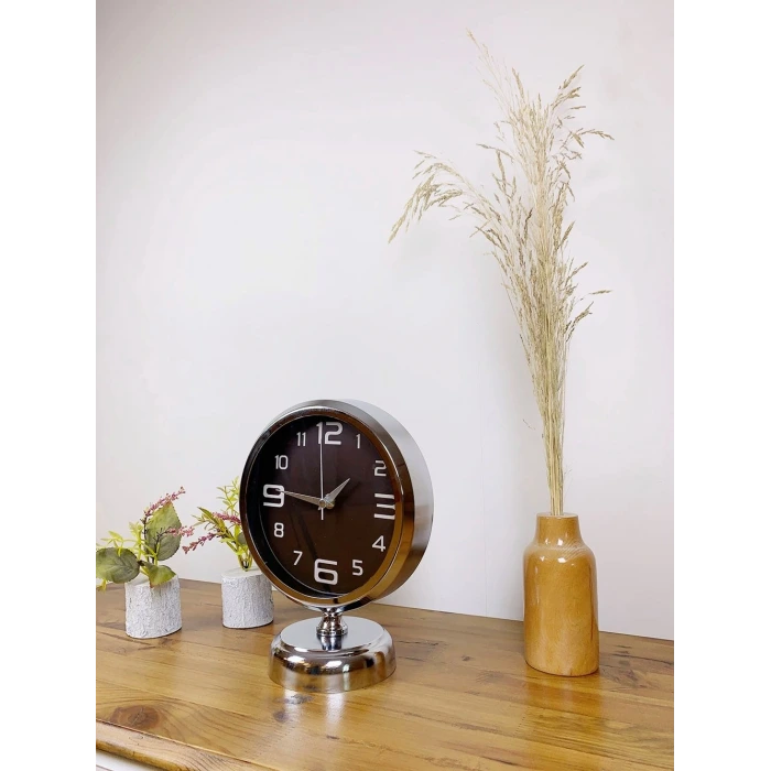 Krom Metal Tasarım Masa Saati 25×20 cm