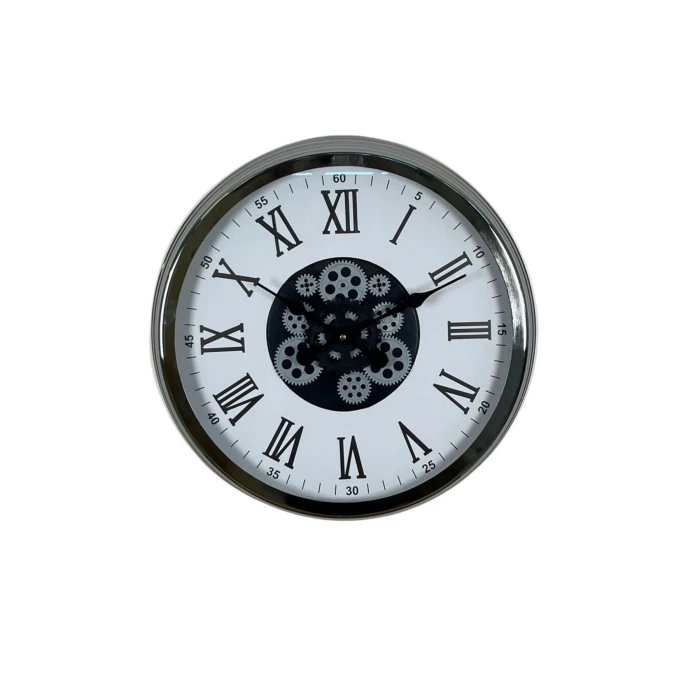 Krom Roma Rakamlı 60 Cm Çarklı Duvar Saati