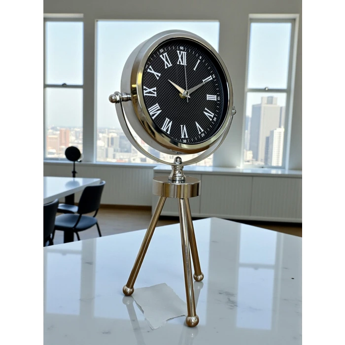 Krom Şık Üç Ayaklı Masa Saati