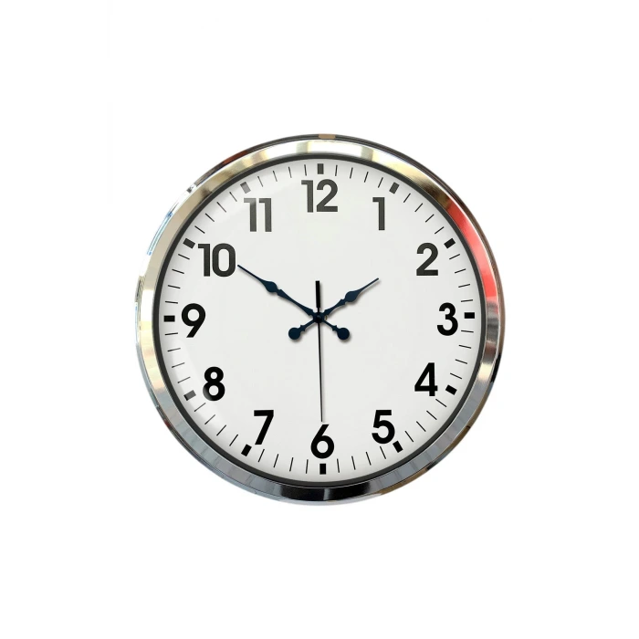 Krom Şıklık 52 Cm Metal Modern Duvar Saat