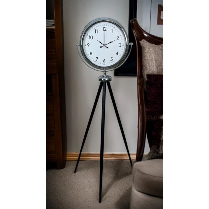 Krom Standart Tripod Ayaklı Saat