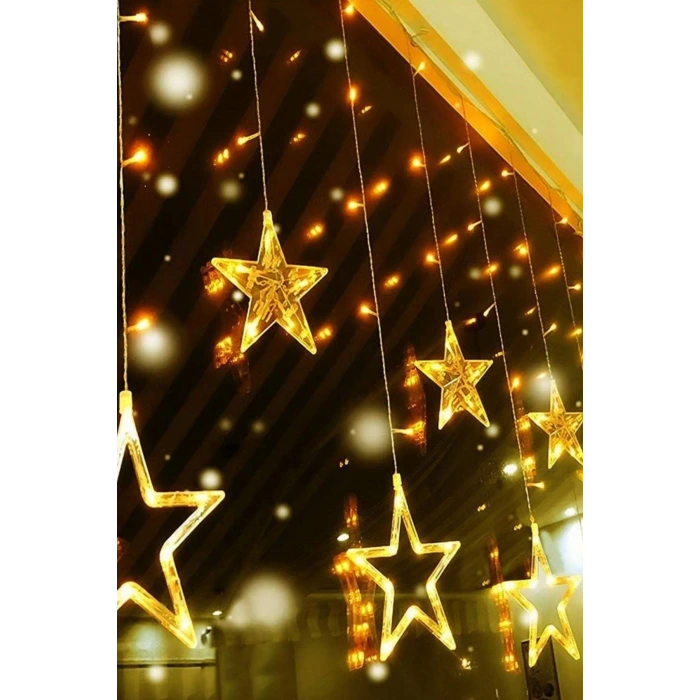 Kumandalı Yıldız Figürlü 12 Sarkıtlı 120 LED Uzaktan Kumandalı Dekor Işık – Masaüstü ve Ortam Aydınlatması