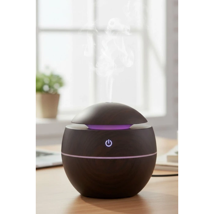 Küre Model Akasya Renk Hava Nemlendirici – Ultrasonik Soğuk Buhar Makinesi, LED Işıklı Masaüstü Oda Nemlendirici