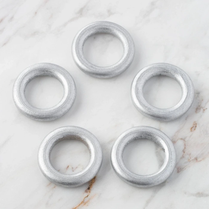 Loren 5 li Gümüş Ahşap Halka