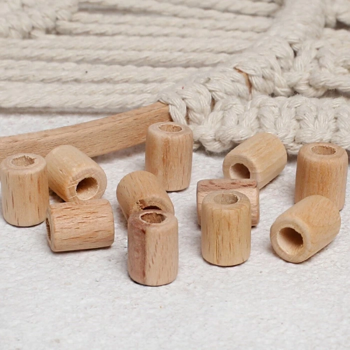 Loren Crafts 10 Adet Ham Boru Ahşap Boncuk 16mm