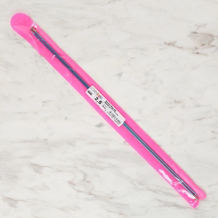 Loren Crafts 2,5 mm 35 cm Mavi Metal Örgü Şişi - L