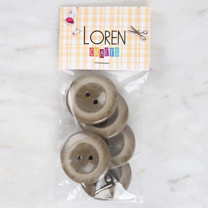 Loren Crafts 5li Haki Büyük Düğme - 1728