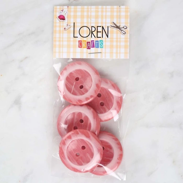 Loren Crafts 5li Nar Çiçeği Büyük Düğme - 1740