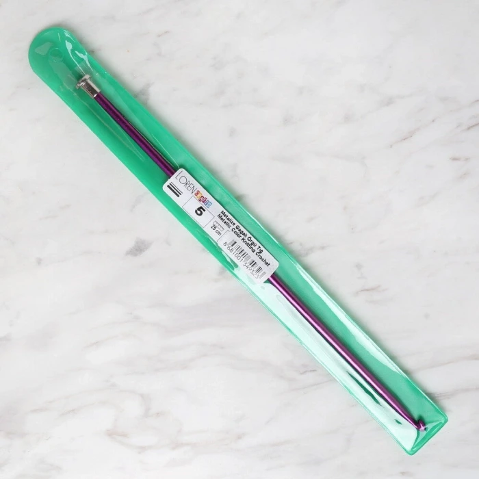 Loren Crafts 5 mm 25 cm Mor Metal Gagalı Örgü Tığ