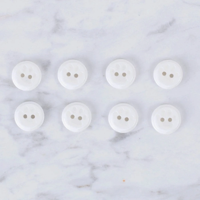 Loren Crafts 8 li Ayak İzi Beyaz Düğme - 0616