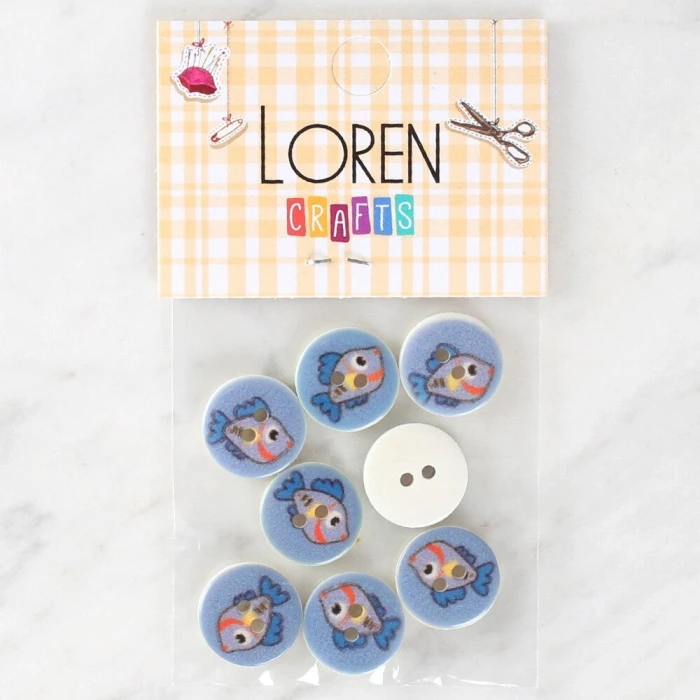 Loren Crafts 8li Balık Düğme - 1158