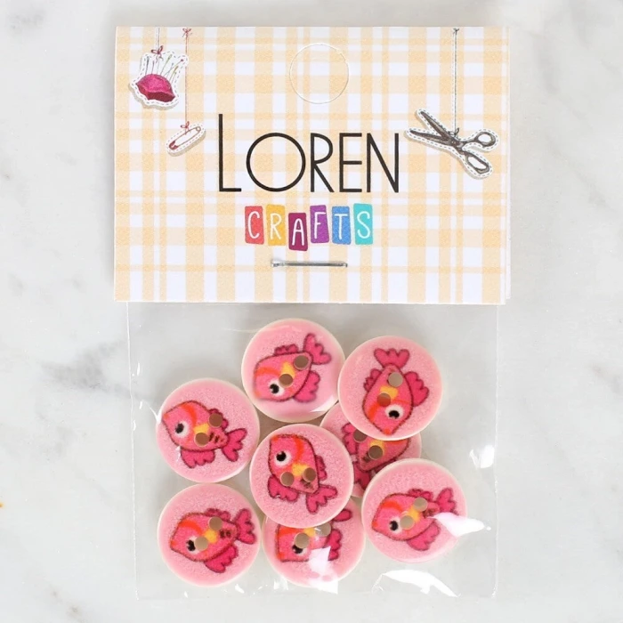 Loren Crafts 8li Balık Düğme - 1178