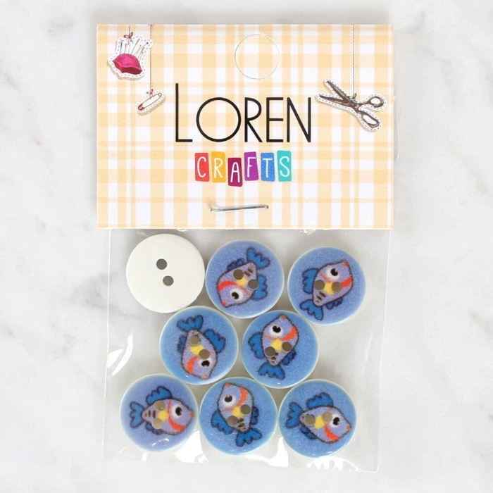 Loren Crafts 8li Balık Düğme - 1180