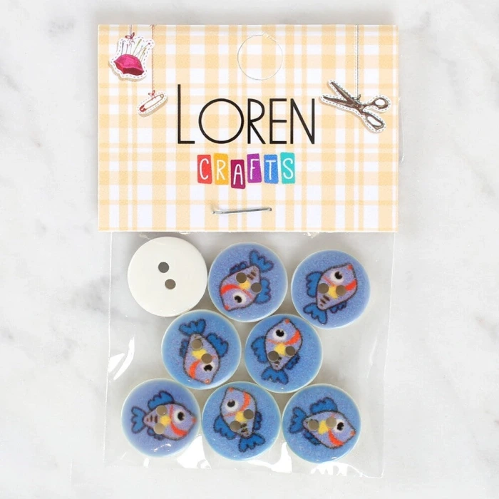 Loren Crafts 8li Balık Düğme - 1180