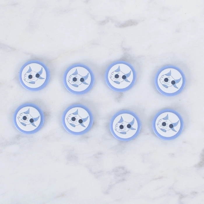 Loren Crafts 8 li Balık Mavi Düğme - 0574