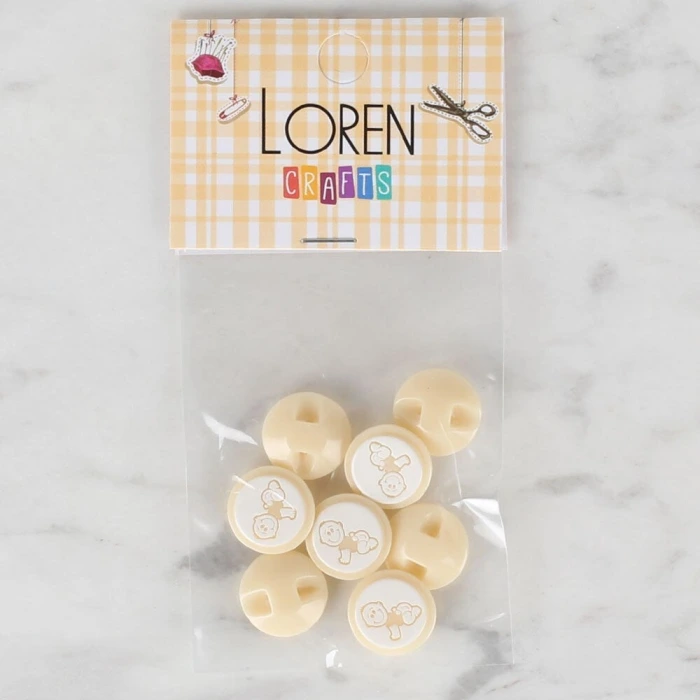 Loren Crafts 8 li Bebe Sarı Bebek Düğme - 368