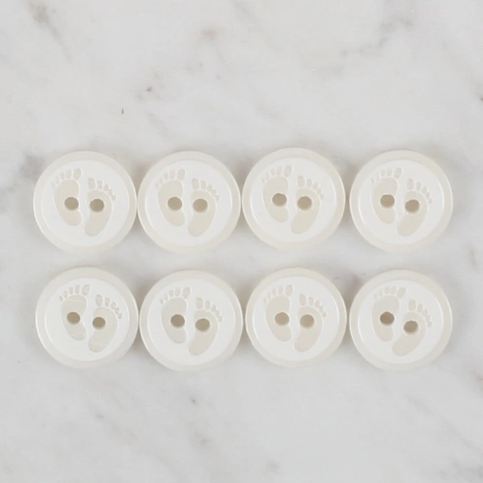 Loren Crafts 8 li Beyaz Ayak İzi Düğme - 433