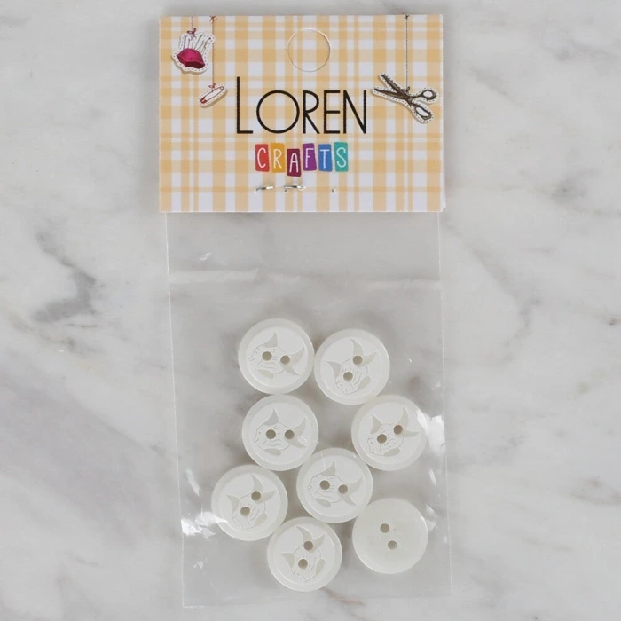 Loren Crafts 8 li Beyaz Balık Düğme - 568