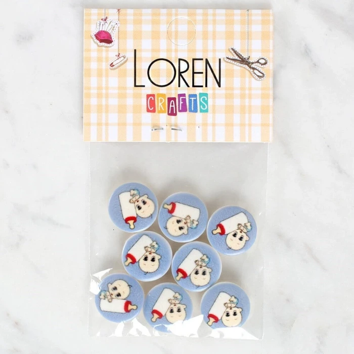 Loren Crafts 8li Biberonlu Bebek Düğme - 1241