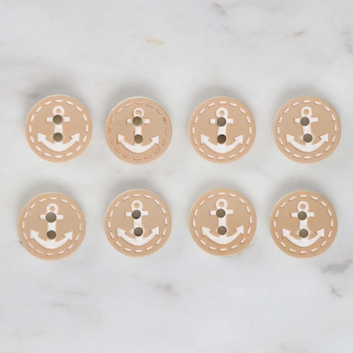 Loren Crafts 8li Çapa Düğme Bej - 0357