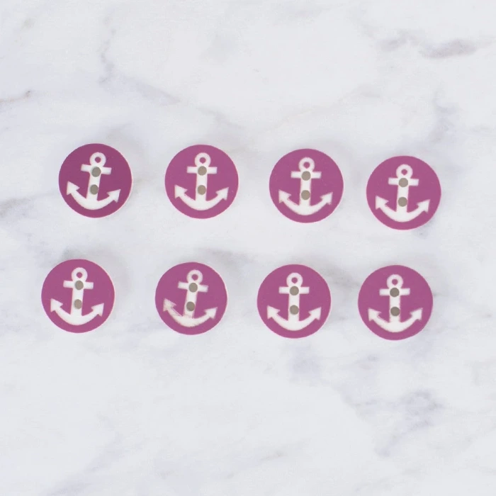 Loren Crafts 8 li Çapa Mor Düğme - 0427