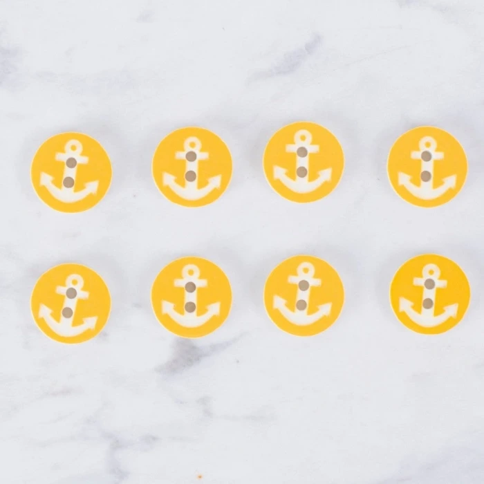 Loren Crafts 8 li Çapa Sarı Düğme - 0432