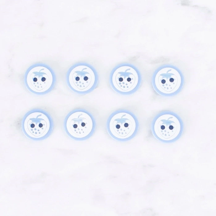 Loren Crafts 8 li Çilek Mavi Düğme - 0487