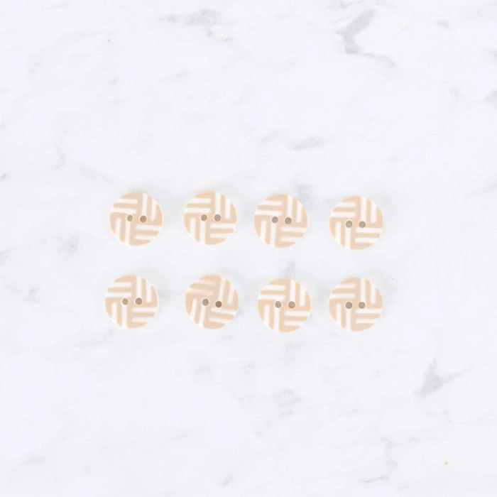 Loren Crafts 8 li Çizgili Bej Rengi Düğme - 0297