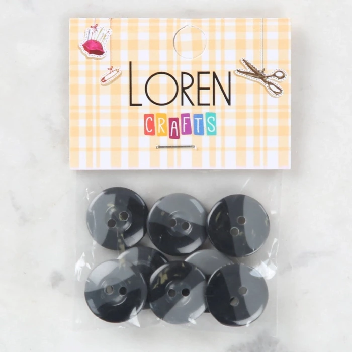 Loren Crafts 8li Düğme Gri - 1129