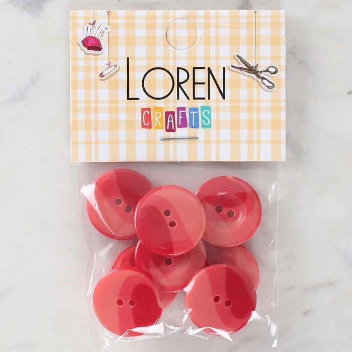 Loren Crafts 8li Düğme Kırmızı - 1128