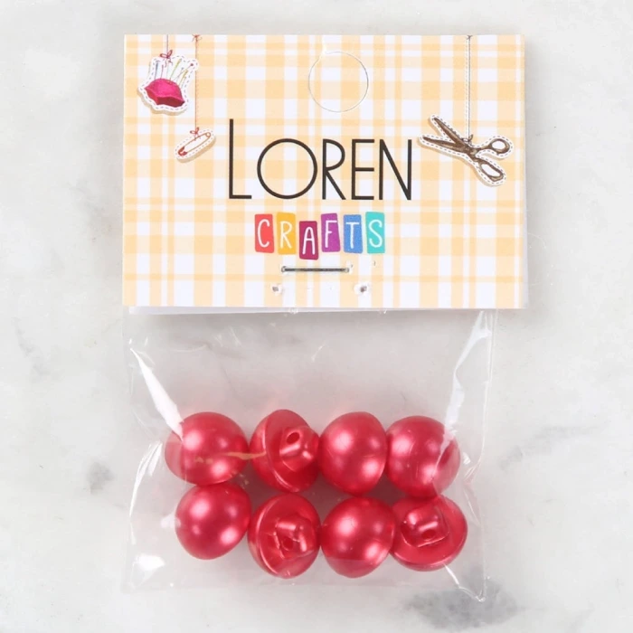 Loren Crafts 8 li Fuşya Düğme - 0150