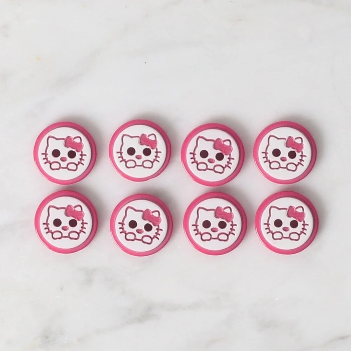 Loren Crafts 8 li Fuşya Kedi Düğme - 587