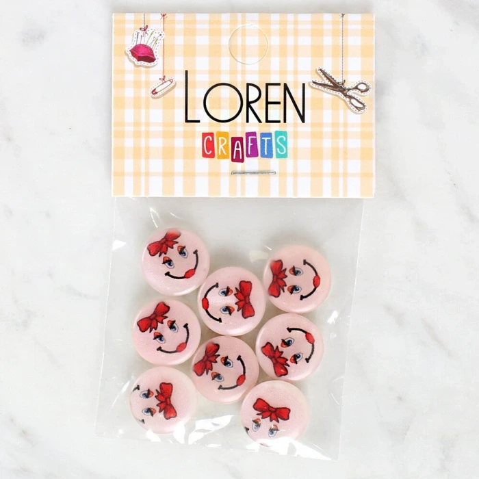 Loren Crafts 8li Gülen Yüz Düğme - 1019