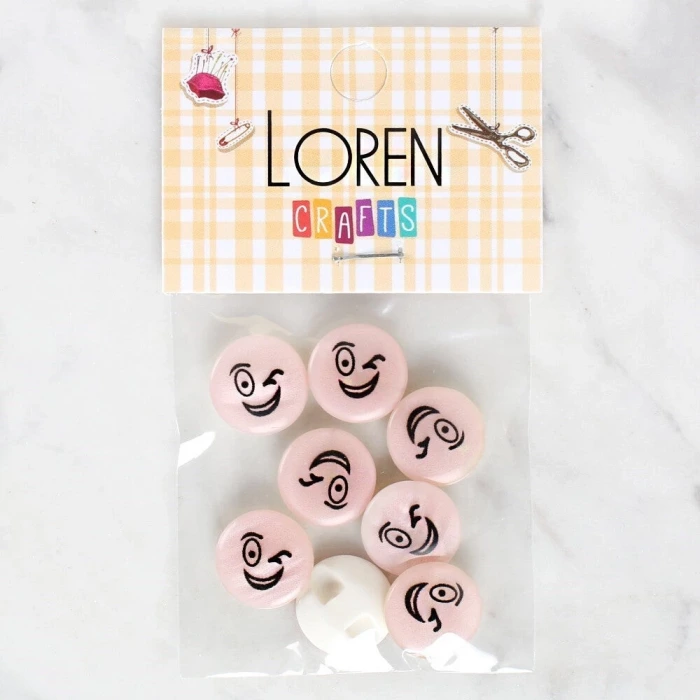Loren Crafts 8li Gülen Yüz Düğme - 1024