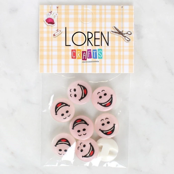 Loren Crafts 8li Gülen Yüz Düğme - 1025