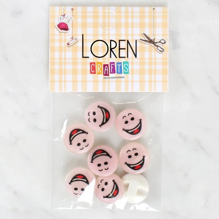 Loren Crafts 8li Gülen Yüz Düğme - 1025
